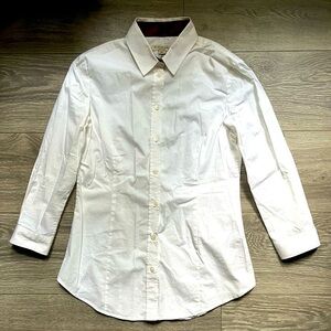 Burberry White Red Plaid Classic Crisp Long Sleeve Career Work Button Down 4